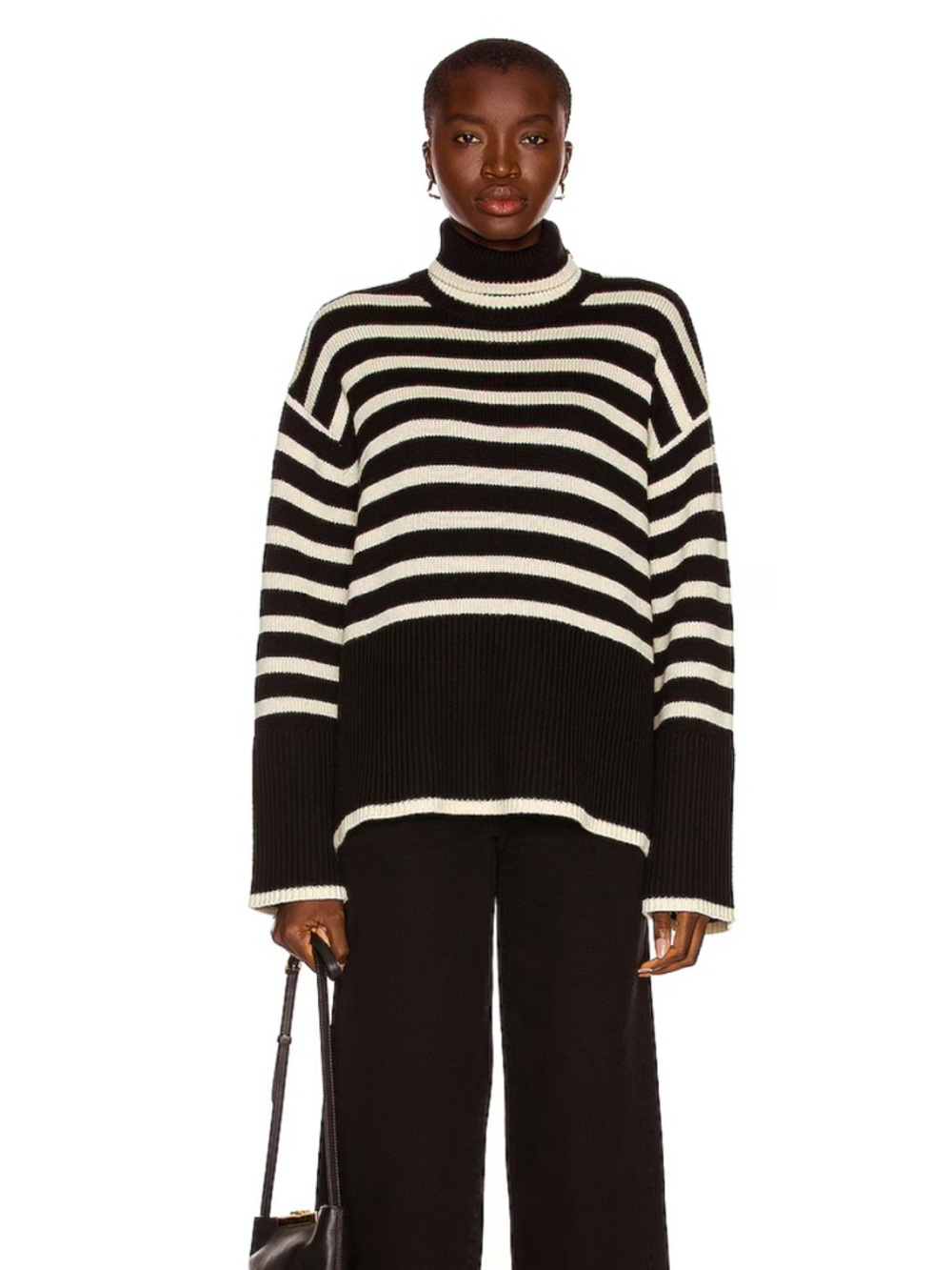 Black and Tan Oversized Pullover Sweater